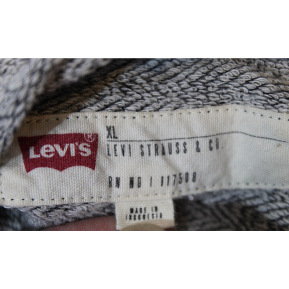 Levis Black Gray Herringbone Pullover Hoodie Drawstring L/S Men's XL #3LGLK1271 - Picture 4 of 12